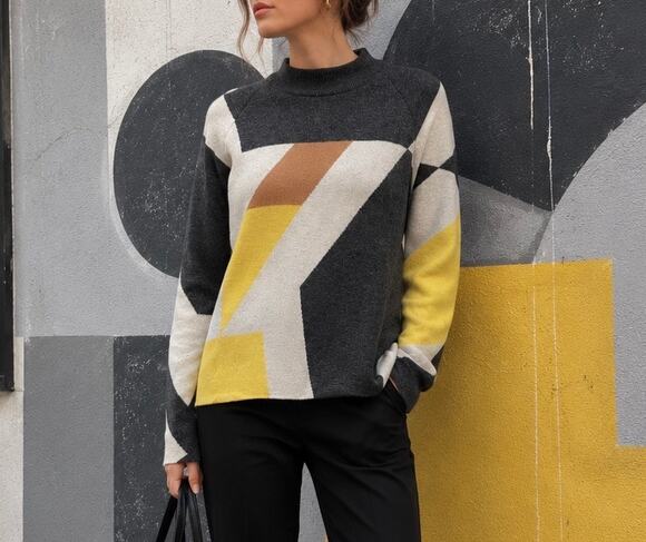 rag & bone Sweaters - Rag & Bone Wool Blend Geometric Colorblock Abstract Sweater Modern Knit Sz Small